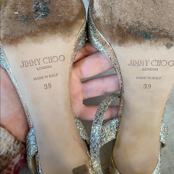 Jimmy Choo Electra 100 Champagne Glitter Heels size 39 - Picture 7 of 16